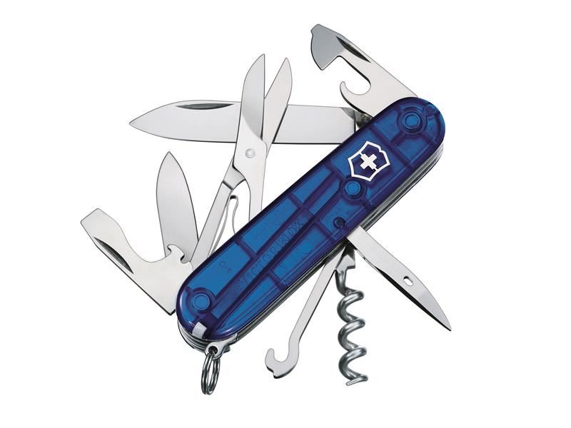 Victorinox Climber Swiss Army Knife, Translucent Blue, 91mm