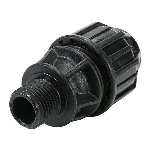 Raccord mâle MDPE Timco, 20mm x 1/2 pouce, plastique noir