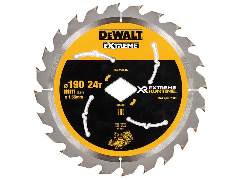 DEWALT FlexVolt Extreme Runtime Circular Saw Blade, 190mm, 24T