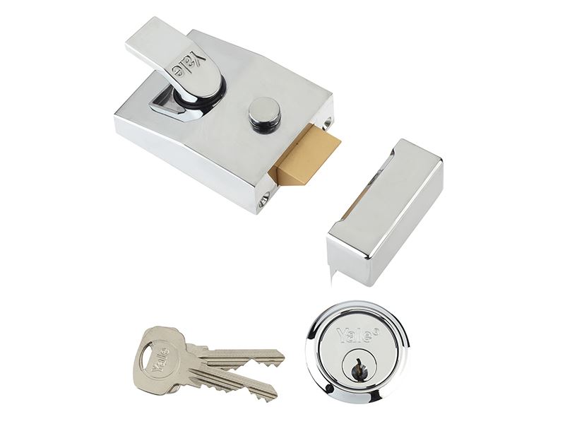 Yale 89 Deadlock Nightlatch, 60mm Backset, Chrome Finish, Boxed