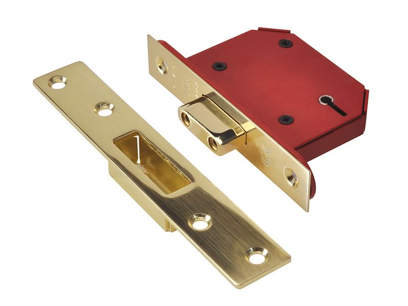 UNION StrongBOLT 2105S Polished Brass 5 Lever Mortice Deadlock, 68mm