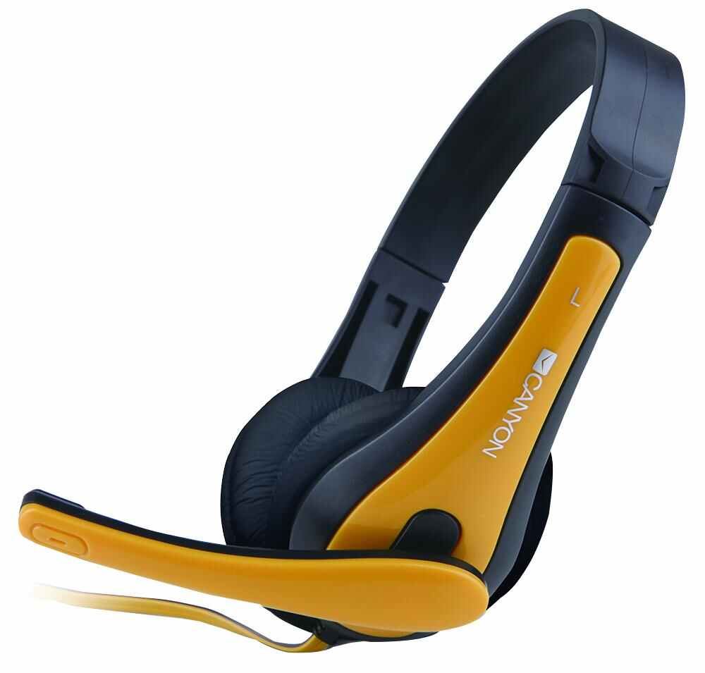 CANYON Auscultadores Estéreo para PC, Preto/Amarelo, Jack 3.5mm