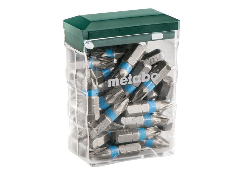 Metabo Punte Pozi PZ2 x 25mm in Acciaio al Cromo Vanadio S2, Confezione da 25