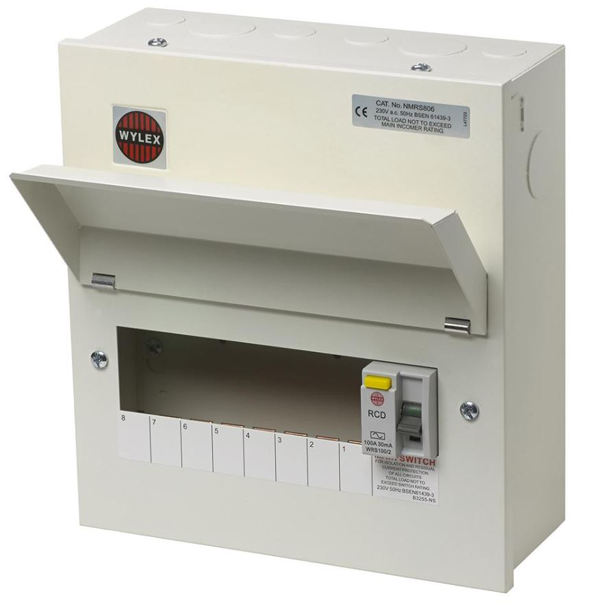Wylex 8-Way Metal Consumer Unit with RCD, 100A 30mA