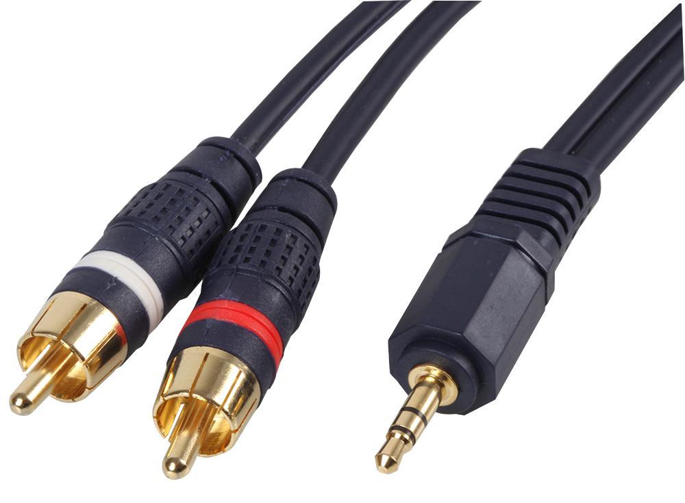 PRO SIGNAL - Kabel Audio 3.5mm Stereo Jack ke 2x Phono (RCA), 2m, Biru