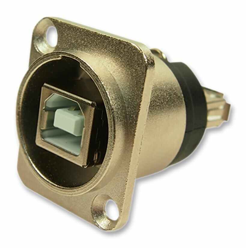 Connecteur panneau USB 2.0 B vers A CLIFF, alimentation horizontale, argenté