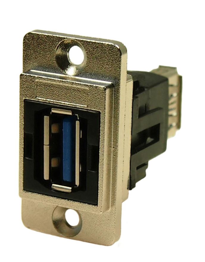 CLIFF Conector USB 3.0 Tipo A de Doble Entrada, Marco de Níquel
