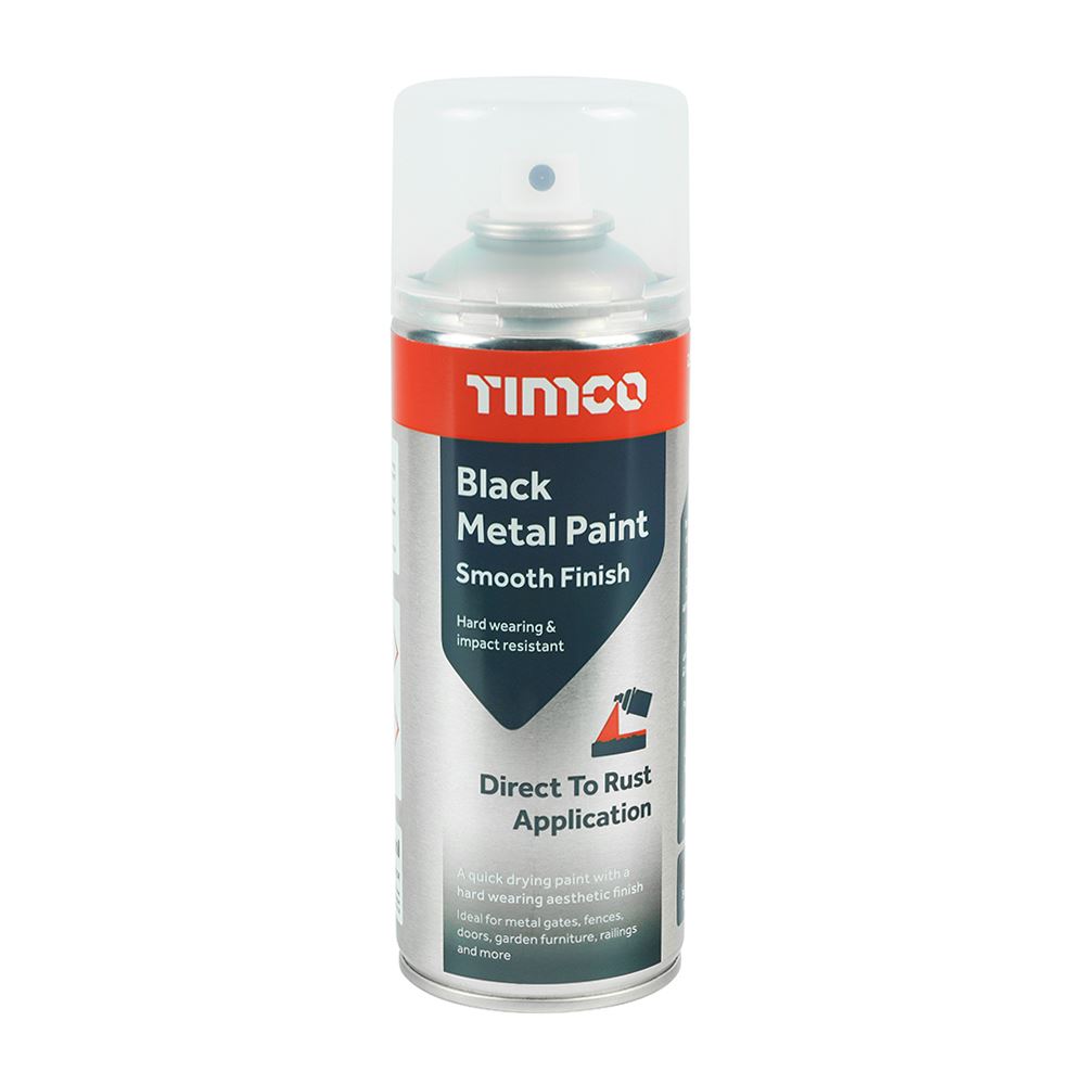 Timco - Schwarze Metallfarbe - Glatte Oberfläche (380ml - 1 Stück)