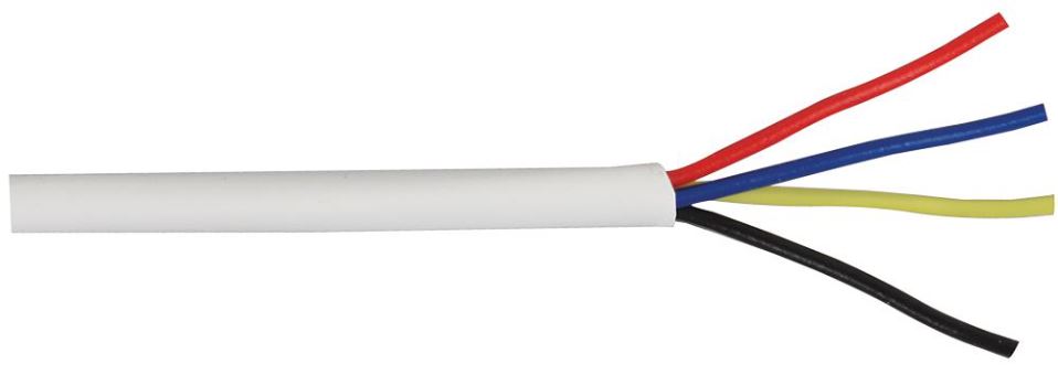 PRO POWER 4-Core Alarm/Signal Cable, CCA, PVC Jacket, White, 100m
