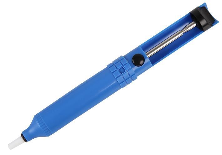 Duratool Pompe à dessouder en plastique bleu avec buse PTFE
