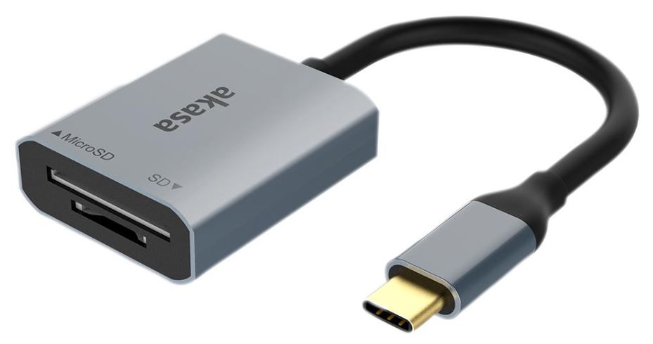 AKASA USB-C SD & MicroSD 카드 리더, 알루미늄, USB 3.2