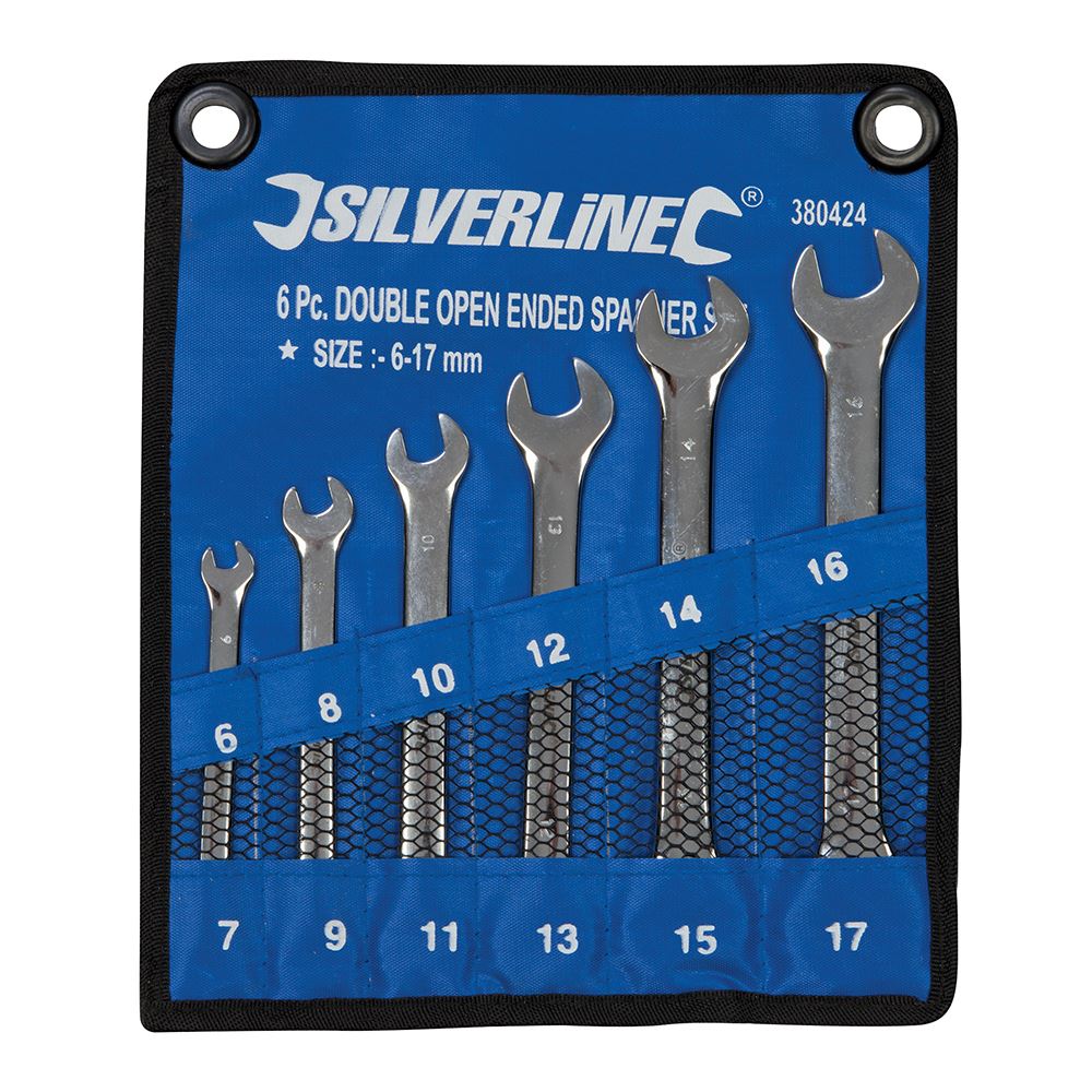 Silverline 6-Piece Open-Ended Spanner Set, 6-17mm