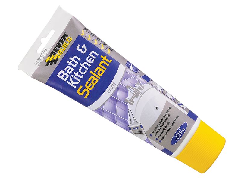 Everbuild Sika Bath & Kitchen Sealant, White, 200ml Easi Squeeze
