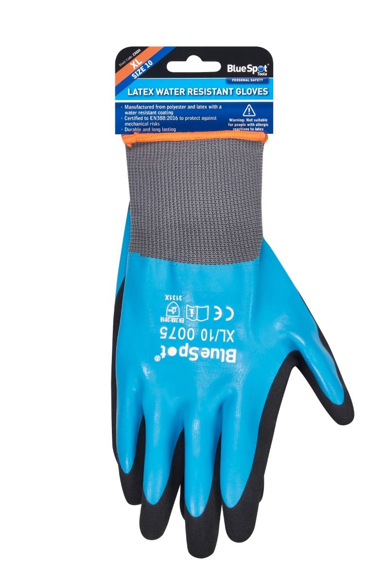 Blue Spot Tools Guantes de Látex Resistentes al Agua (XL)
