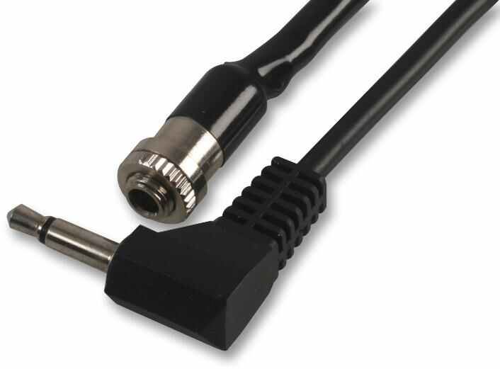 Pro Signal 3,5mm Mono Jack Socket naar 90° Plug Kabel, 2m Zwart