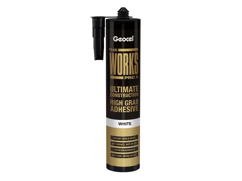 Geocel THE WORKS PRO X High Grab Adhesive, White, 290ml