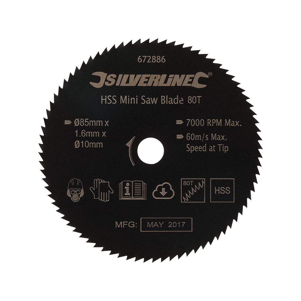Silverline Lama per Seghetto HSS Mini 85mm, Foro 10mm, 80 Denti