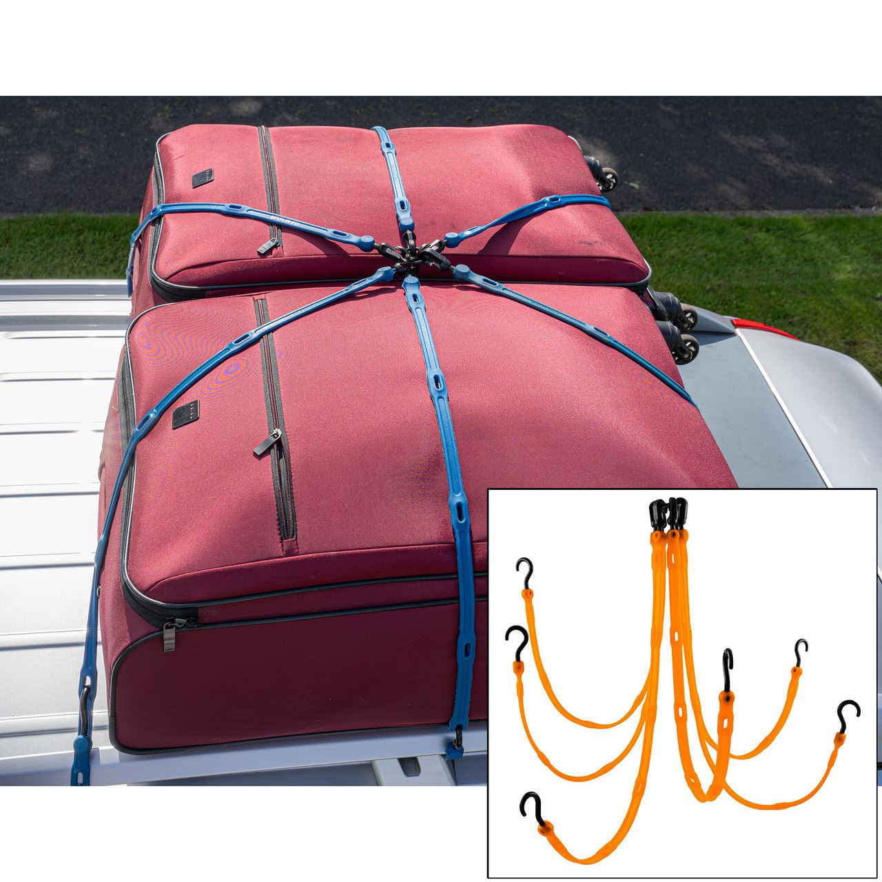 The Perfect Bungee FW36-6NG רשת גומייה גמישה עם 6 רצועות, כתום (3.65מ' x 3.65מ)