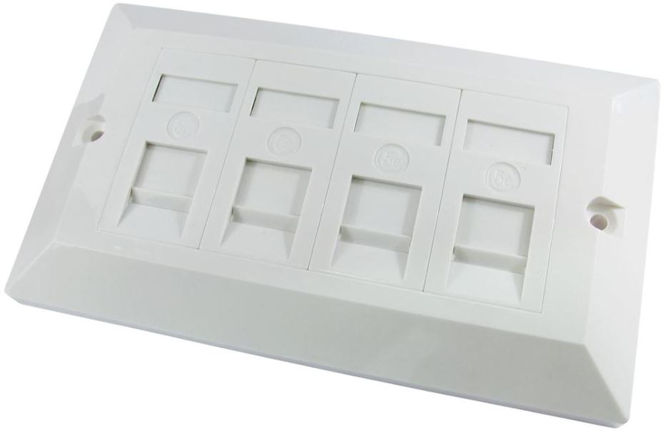 NEWLINK 2-Gang 4-Way RJ45 Cat5e Faceplate, White