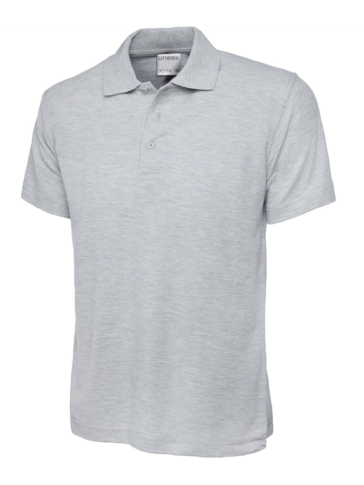 Uneek - Poloshirt Kapas Ultra Unisex - Warna Reaktif - Heather Grey - Saiz S