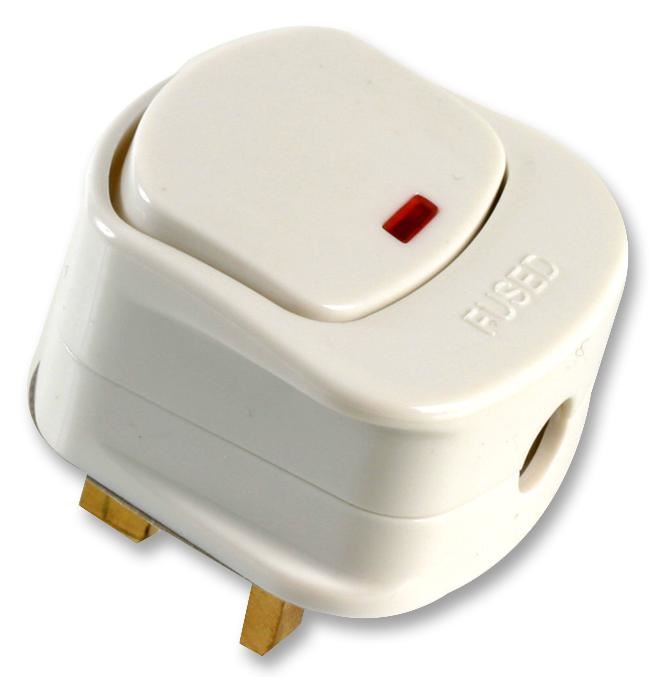 PRO ELEC 13A Switched Plug Top with Neon Light, White