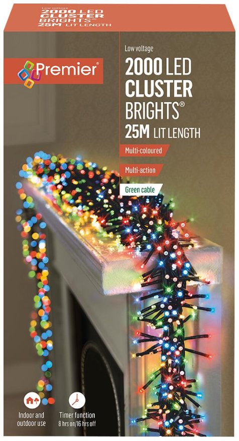 RARAION 2000 LED Multicolour Cluster Christmas Lights with Timer