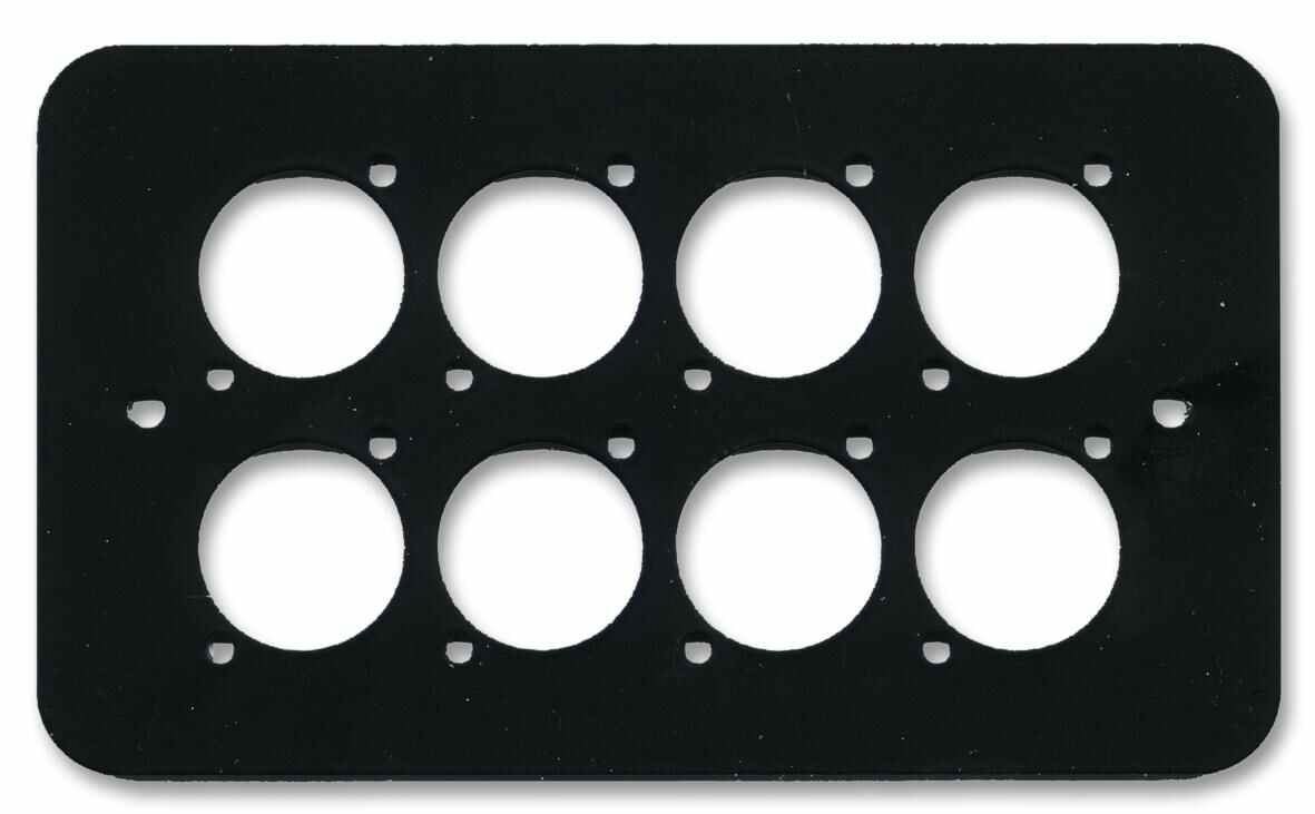 PENN ELCOM - Plat Dinding 2-Gang 8x XLR / Speakon / RJ45 Hitam - Sudut Bulat