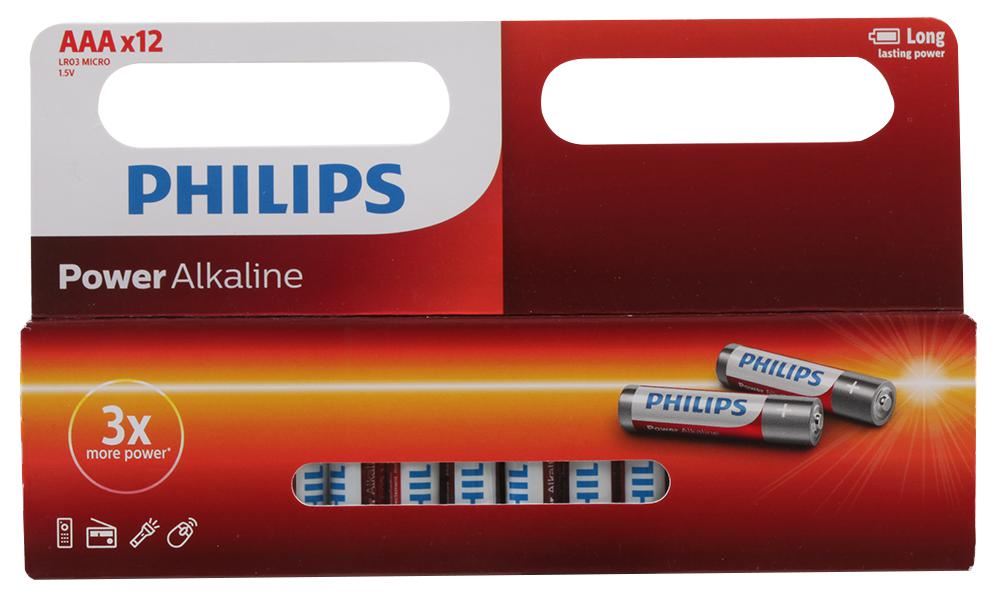 Piles alcalines Philips Power AAA, lot de 12