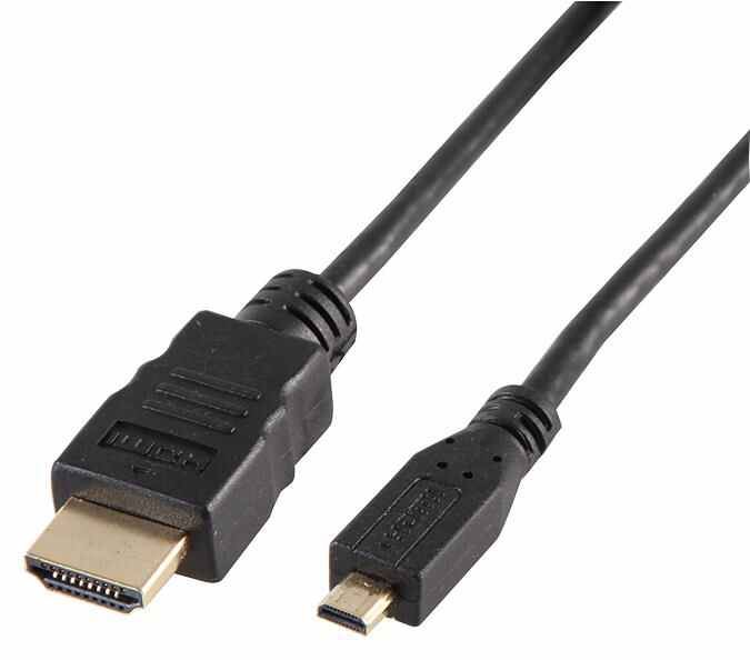 PRO SIGNAL Câble HDMI A vers Micro D, Doré, 2m Noir