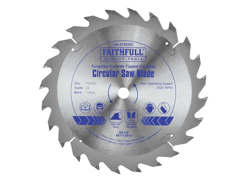 Faithfull TCT Accu Decoupeerzaagblad 150mm x 10mm 24T POS