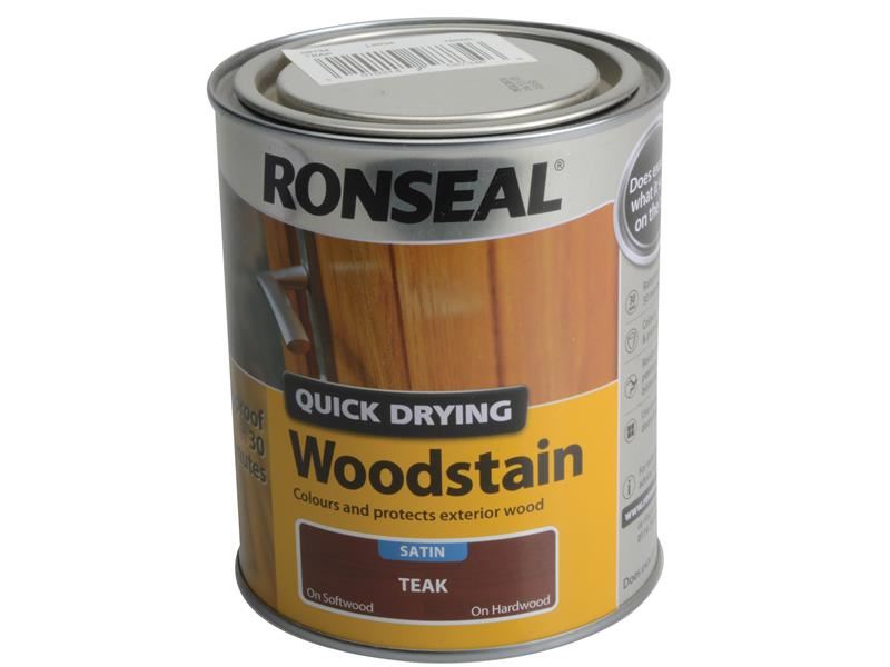 Ronseal Quick Drying Woodstain - Satin Teak, 750ml