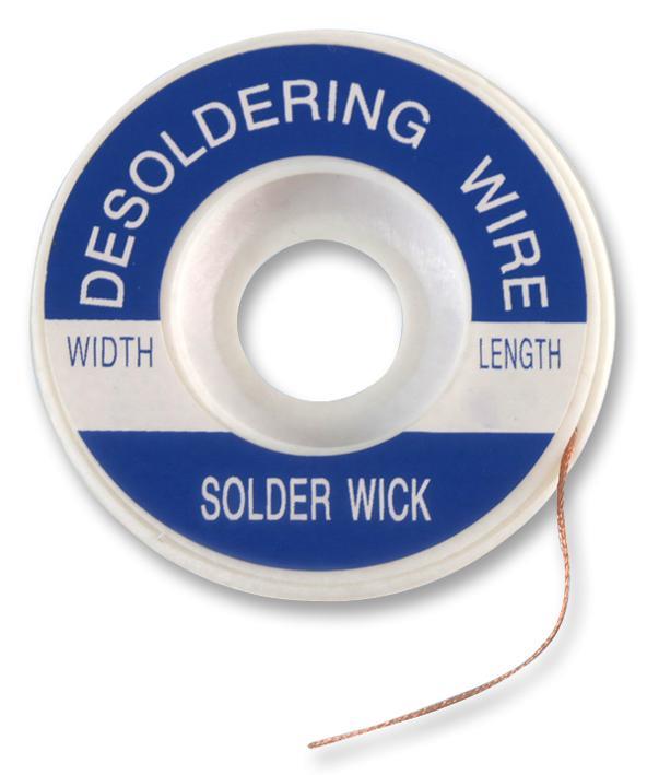 DURATOOL Desoldering Braid, Copper, 1.5m x 2.5mm, Rosin Coated