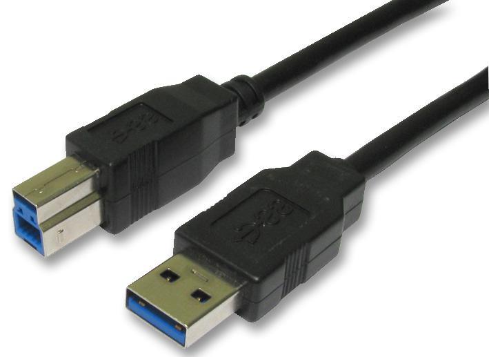 PRO SIGNAL USB 3.0 A Male to B Male Cable, 0.5m, Black