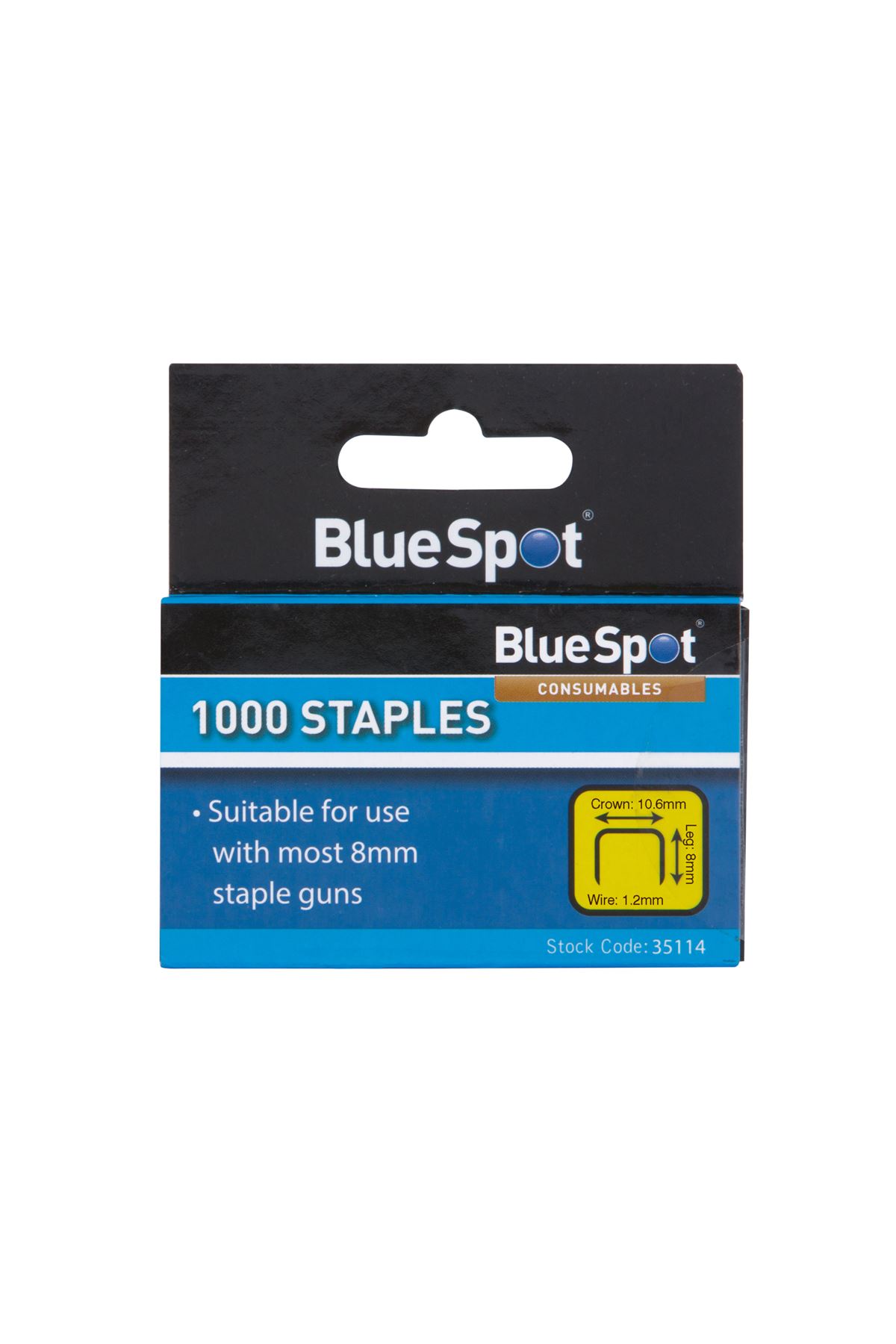 Blue Spot Tools 8mm Crown Flat Wire Staples (1000 Pack)