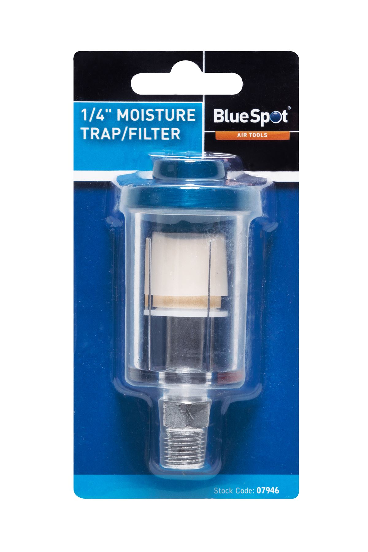 Blue Spot 1/4” Moisture Trap/Filter for Air Tools, 90mm