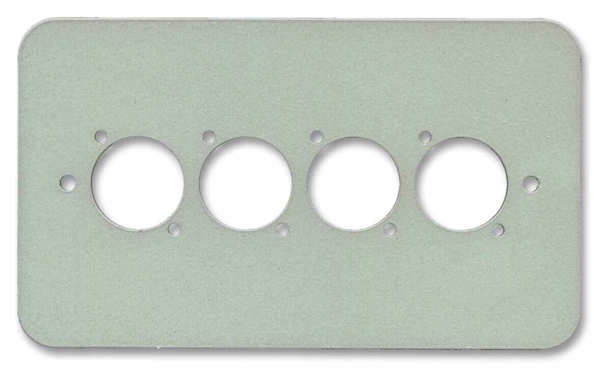 PENN ELCOM 2-Gang Quad XLR/Speakon/RJ45 Wall Plate, Silver