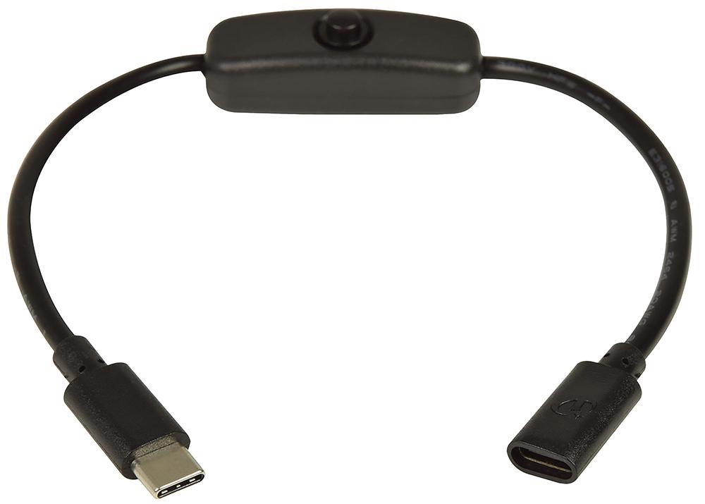 AV:LINK Καλώδιο USB-C Προέκτασης Αρσενικό-Θηλυκό με Διακόπτη Τροφοδοσίας, 0.25m