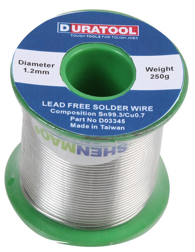 DURATOOL Lead Free Solder Wire, 1.2mm Diameter, 250g