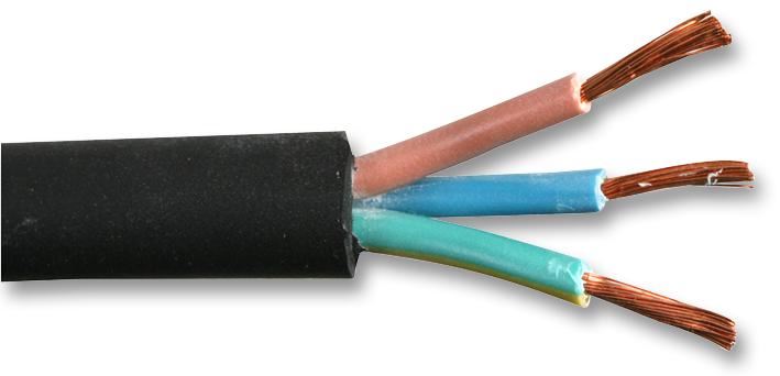 PRO POWER H07RN-F 3-Core Rubber Cable, 1mm², Black, 50m