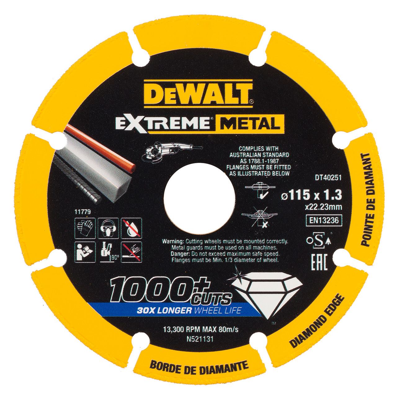 DEWALT DT40251 Disco Diamantato per Metallo, 115mm x 22,23mm