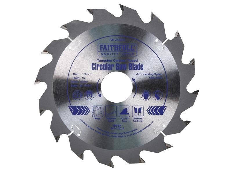 Faithfull להב מסור עגול TCT, 160 מ”מ, 16 שיניים, חיתוך מהיר