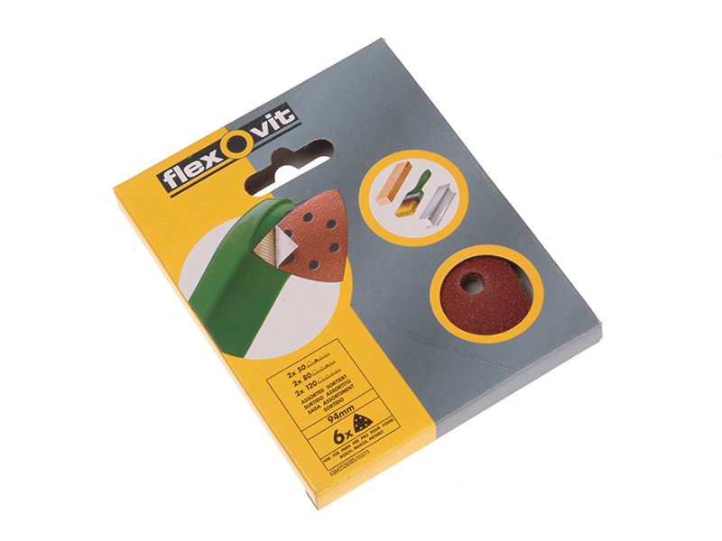 Flexovit Delta Hook & Loop Sanding Sheets, 94mm, 25-Pack