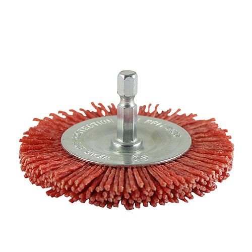 Timco Nylon Drill Wheel Brush, 75mm, Hex Shank