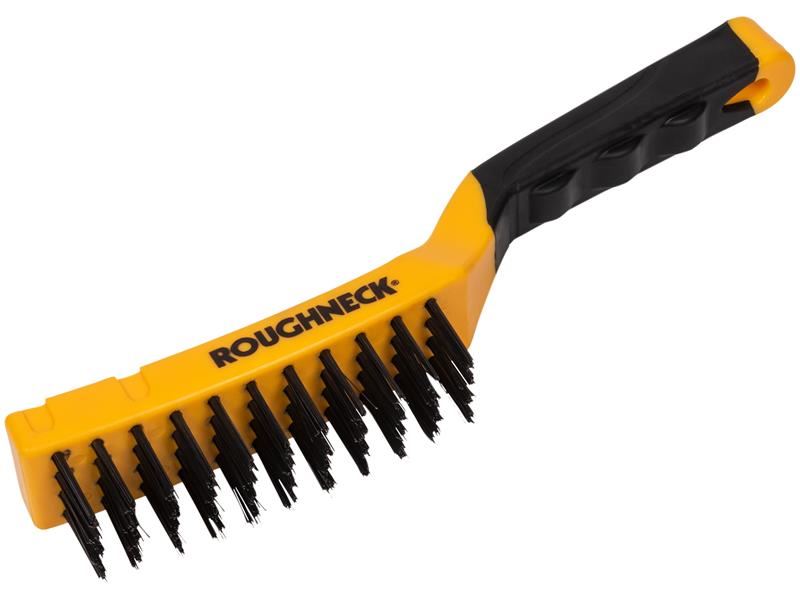 Roughneck 경화강 스틸 와이어 브러시, 소프트 그립, 300mm (4열)