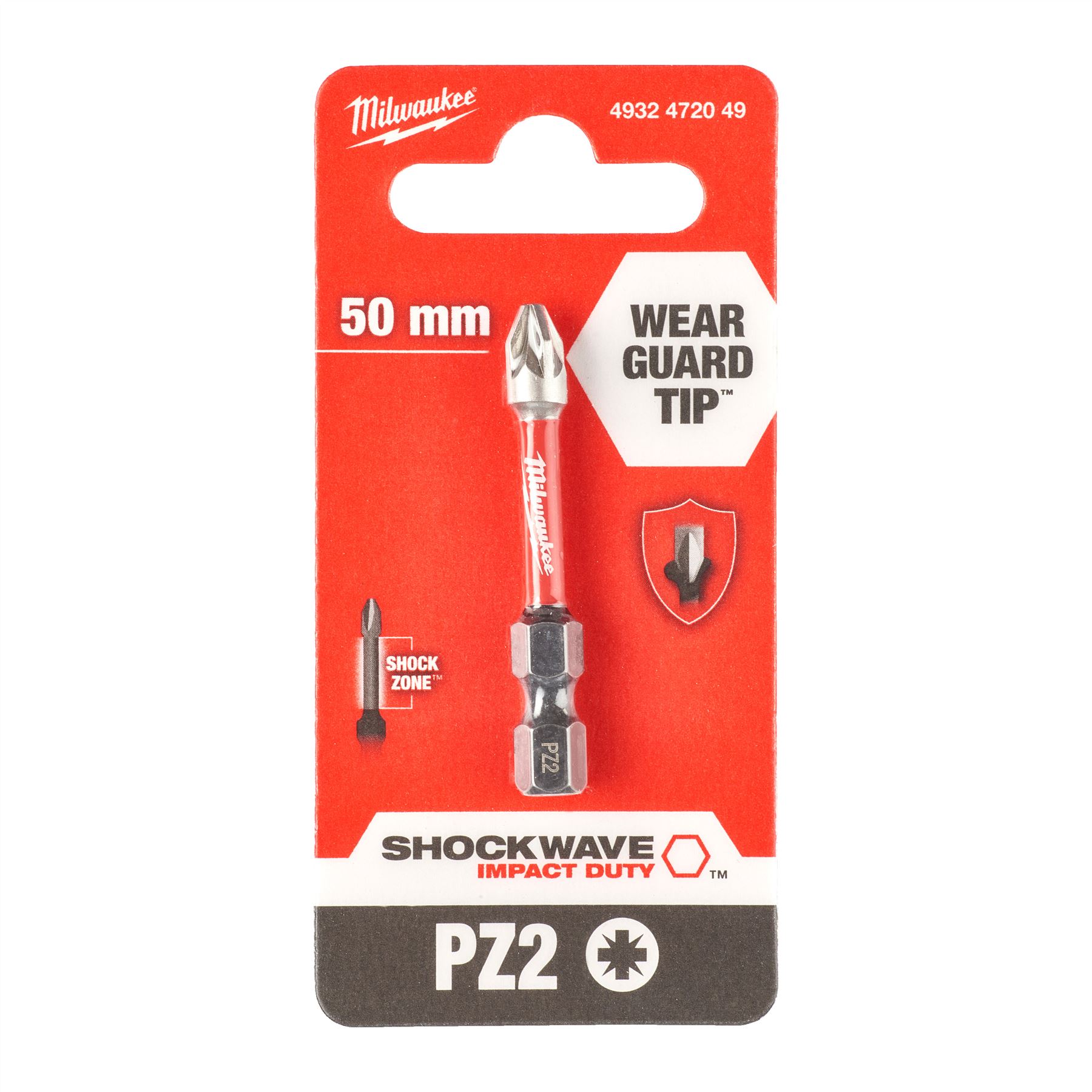 Milwaukee SHOCKWAVE Impact Duty PZ2 Screwdriver Bit, 50mm