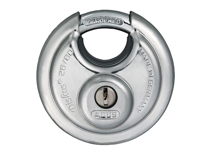 ABUS 26/80mm Diskus Padlock with 2 Keys, Stainless Steel