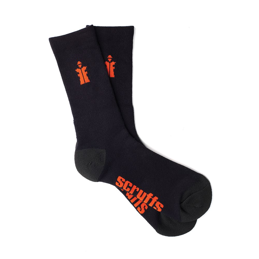 Scruffs Worker Socks Black 3pk, Size 7–9.5 (41–43)