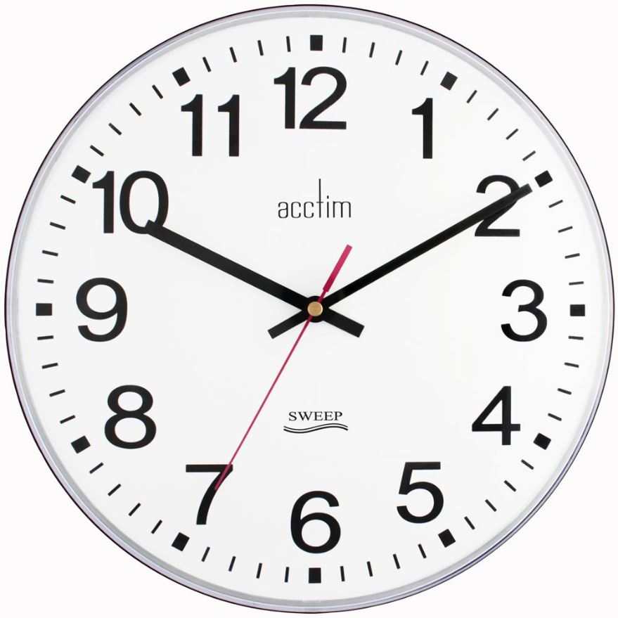 ACCTIM Stille Niet-Tikkende Wandklok, 30cm Zwart