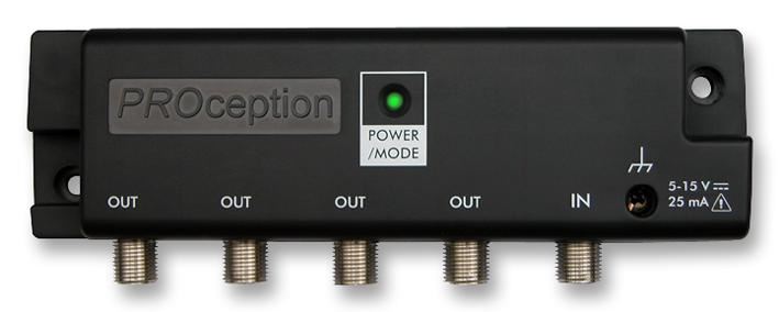 PROCEPTION Dual Mode 4-Way UHF Amplifier, 9db, Line Powered