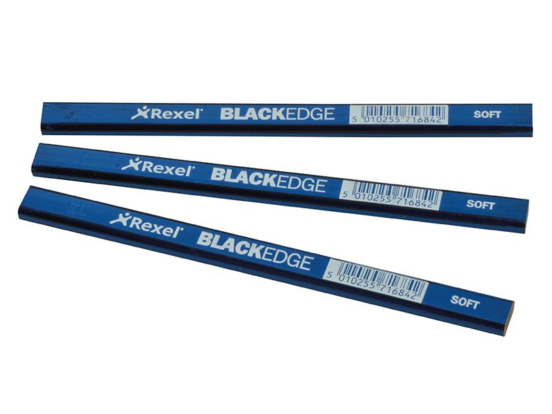 Blackedge Carpenter's Pencils, Soft (Blue), Pack of 12